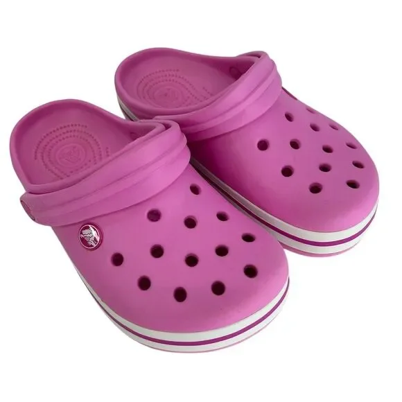 Crocs Crocband Girls Size 3 Pink Clogs Sandals Casual Shoes - Picture 1 of 11